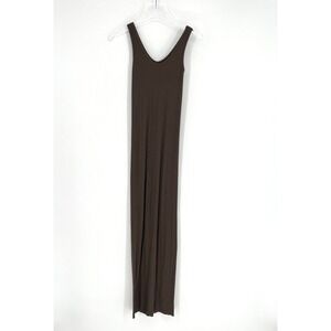 Enza Costa Maxi Dress Womens S Brown Ribbed Simple Basic Silk Boho